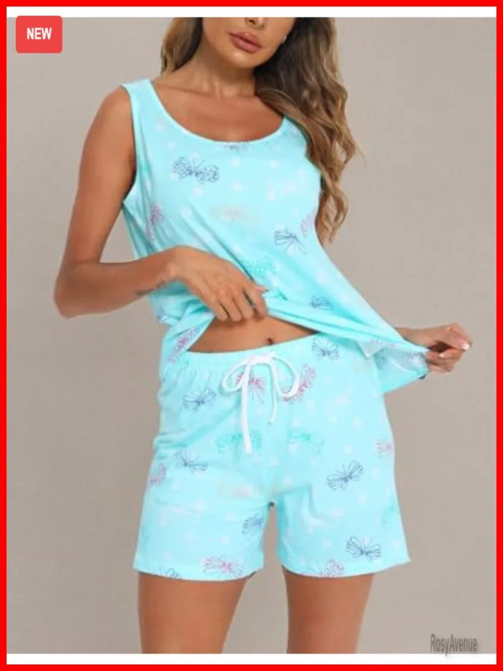 Cotton Blend Sleeveless Tank and Shorts Pajama Set - Two Piece Sleepwear